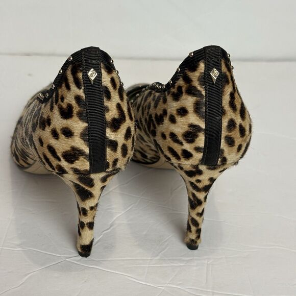 Sam Edelman Leopard Calf Hair Tiana Pointed Toe Pump High Heel Size 8M Studded - Picture 3 of 11